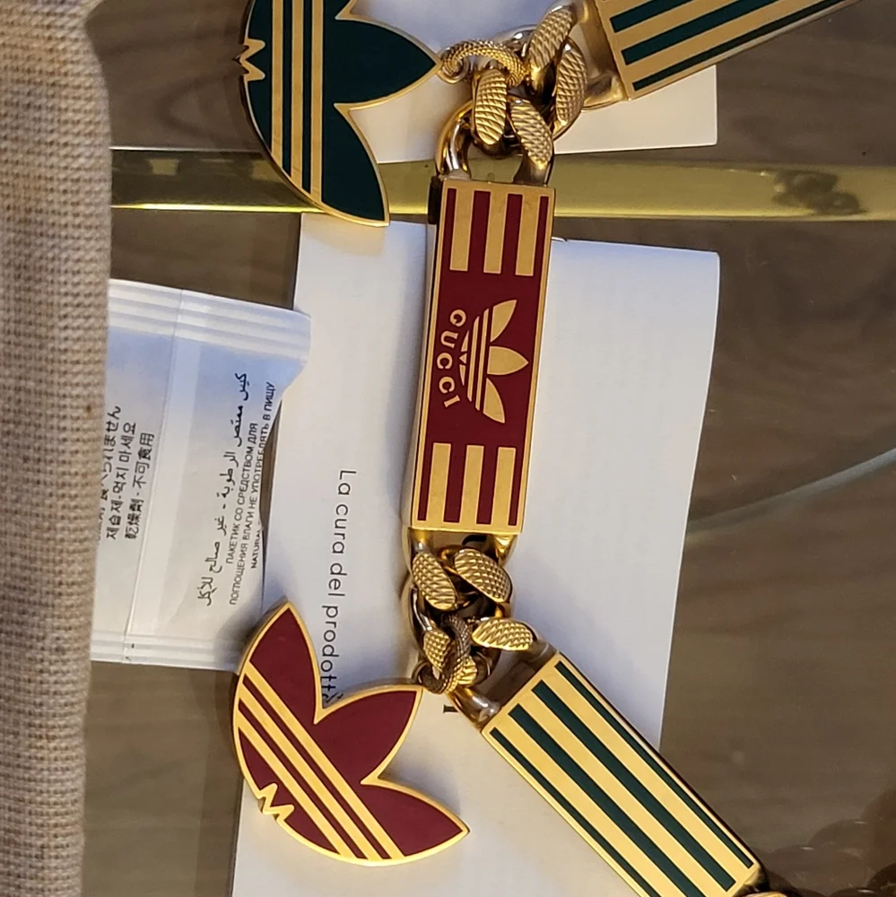 COPY - Authentic Addidas x Gucci Gourmette Necklace with Gucci Trefoil Enamel - Picture 5 of 9